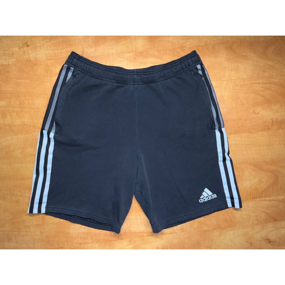 Adidas Mens Fleece Athletic‎ Shorts Black White Three Stripe Medium M